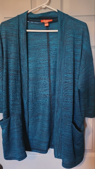 Turquoise 3/4 sleeve open cardigan - Picture 1 of 2